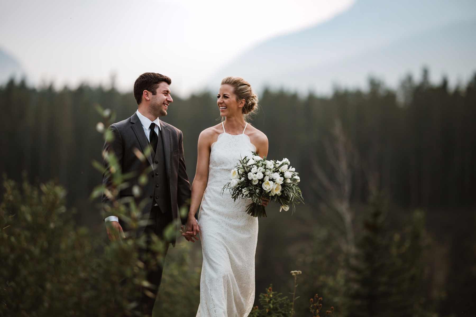Calgary wedding photographer at Canmore and Banff destination elopement wedding in rocky mountains, Alberta, Canada - Photo 22