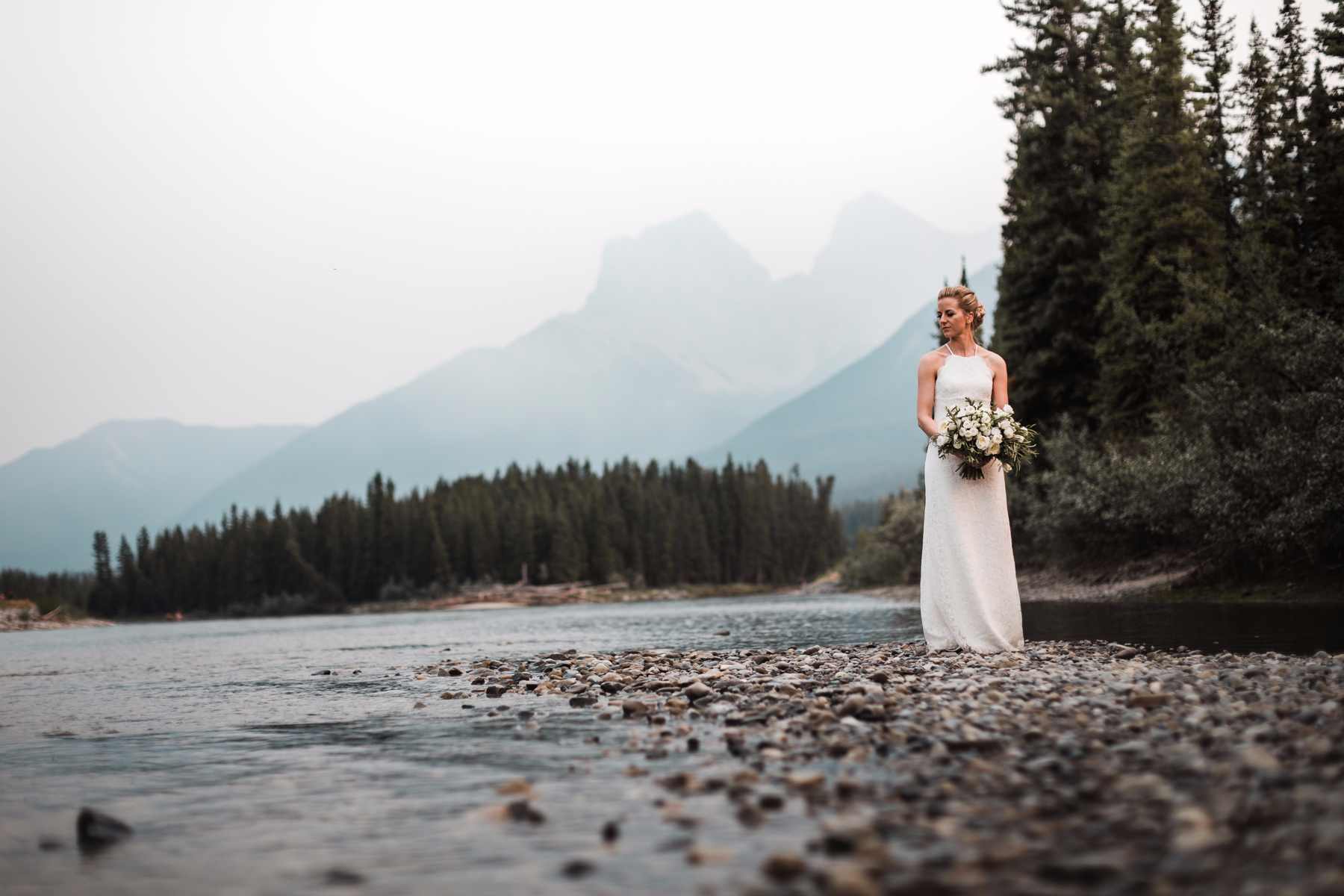 Calgary wedding photographer at Canmore and Banff destination elopement wedding in rocky mountains, Alberta, Canada - Photo 34