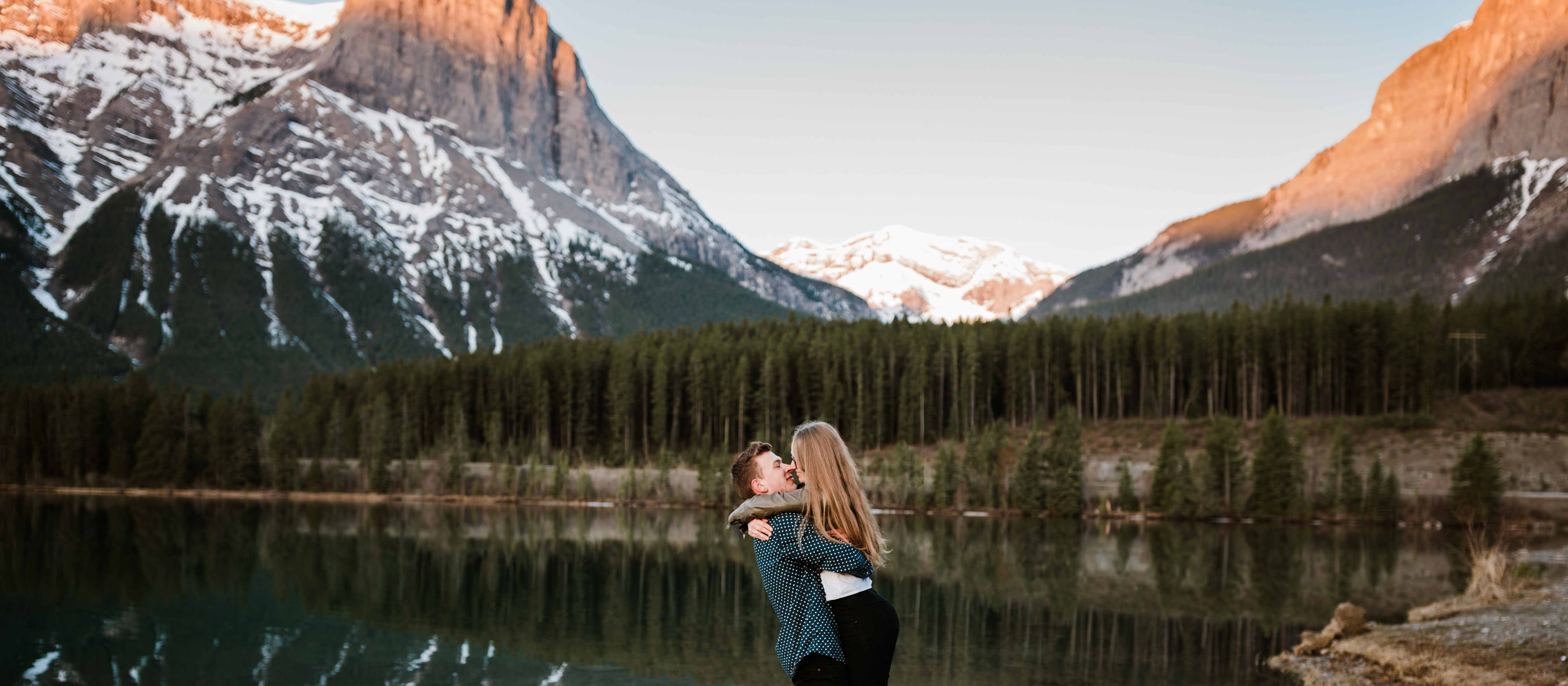 Canmore Engagement Photographers Adventure Session near Ha Ling Mountain