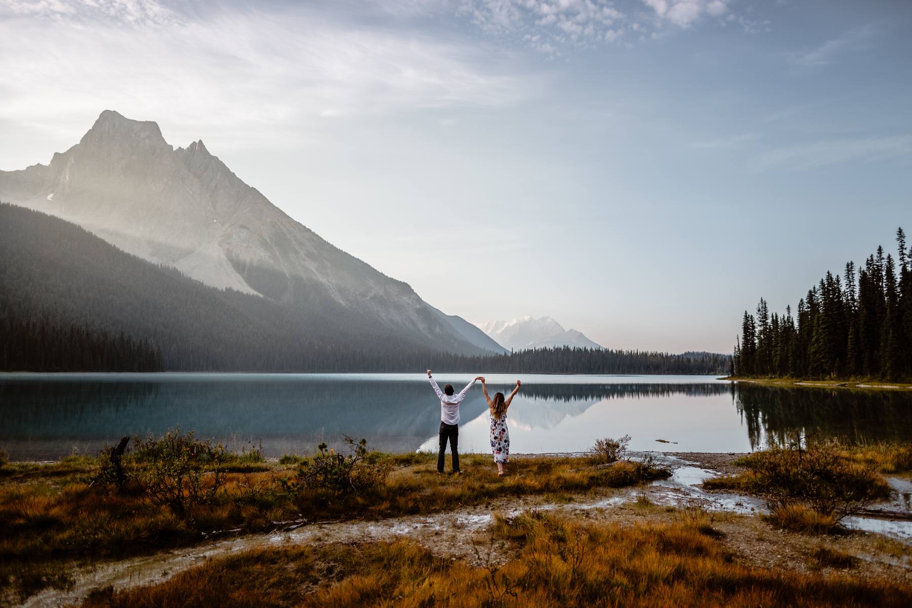 Emerald Lake Wedding Photographers near Field, BC in Yoho National Park for a Mountain Adventure Session