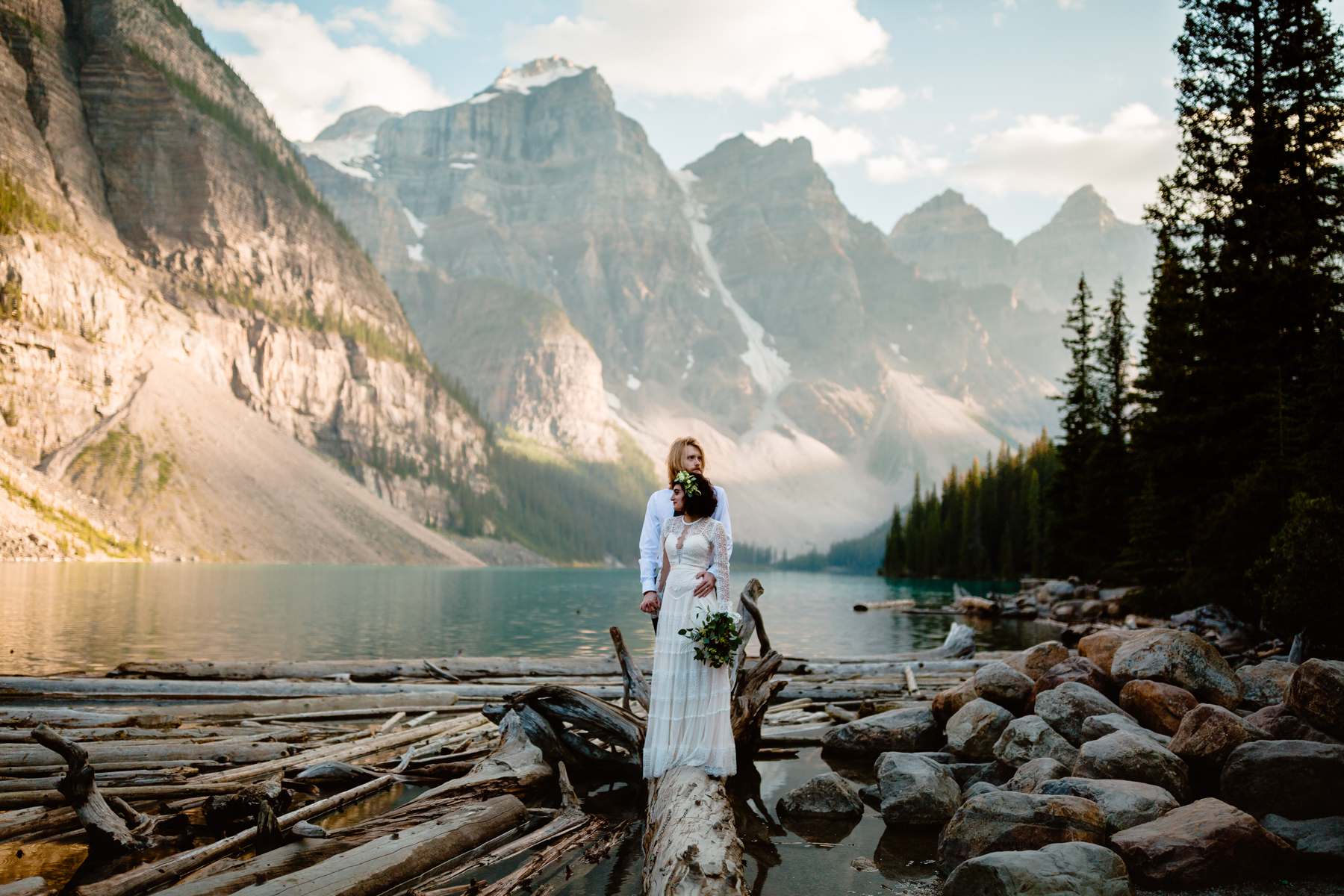 Banff Photographers at a Moraine Lake Post-Wedding Adventure Session - Photo 13