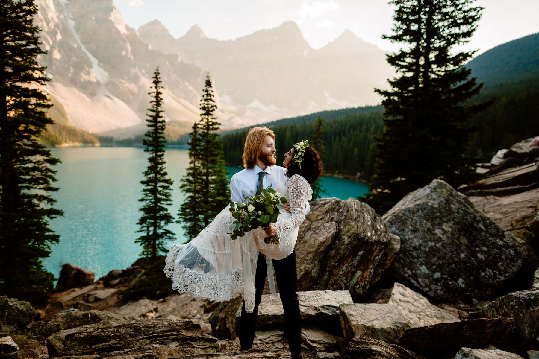 Banff Photographers at a Moraine Lake Post-Wedding Adventure Session - Photo 16