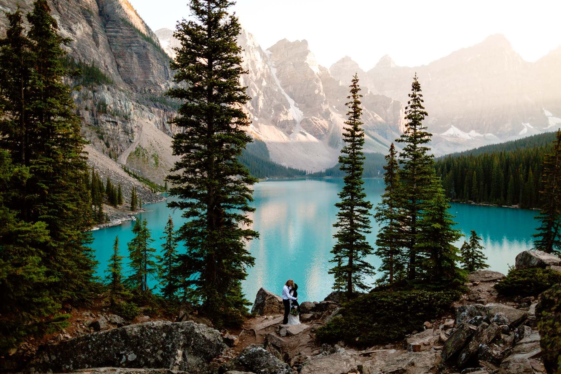 Banff Photographers at a Post-Wedding Honeymoon Adventure Session near Moraine Lake, Alberta, Canada