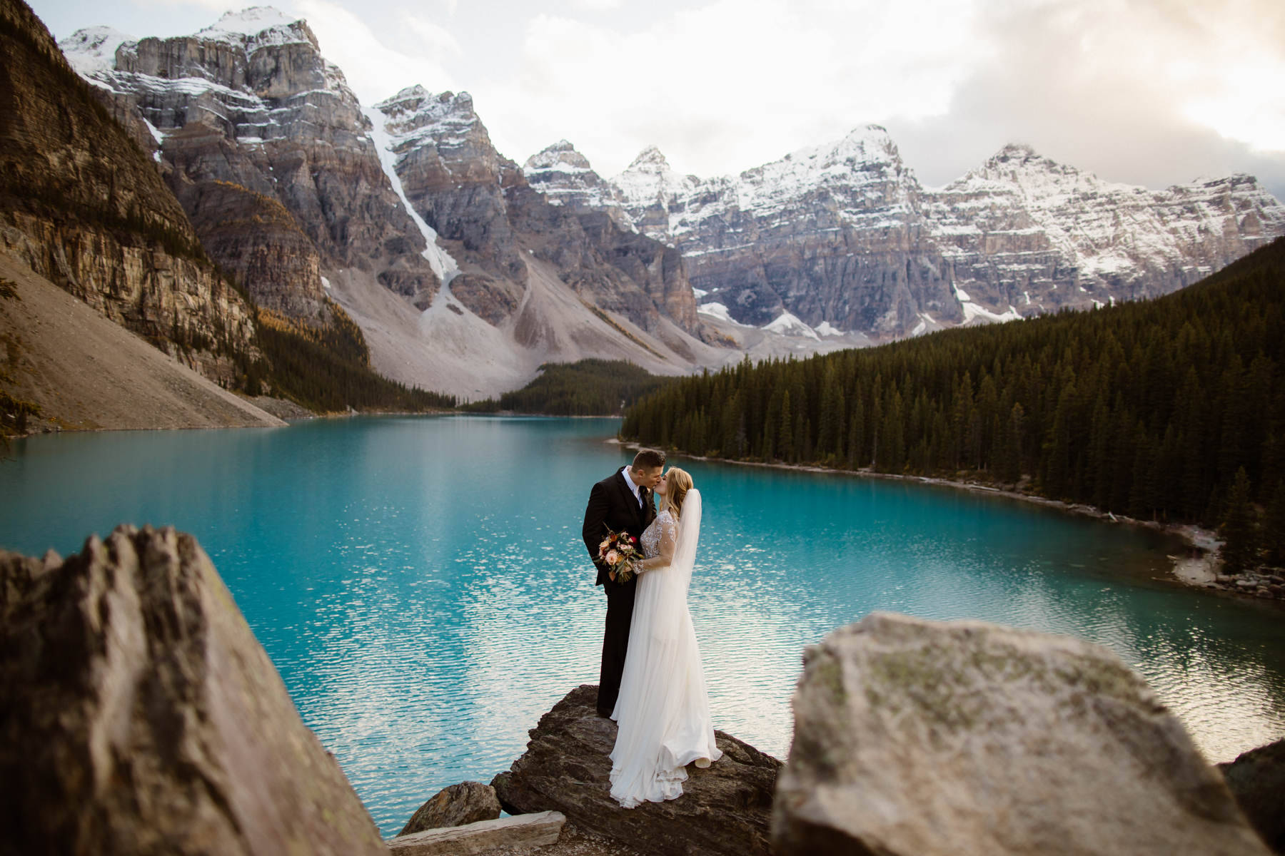 Moraine Lake elopement and Banff wedding photographers near Lake Louise, Alberta