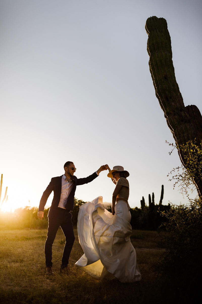 Baja California wedding photographers and Mexico elopements in a cactus desert