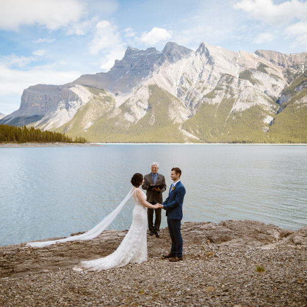 Banff elopement videographer at Lake Minnewanka