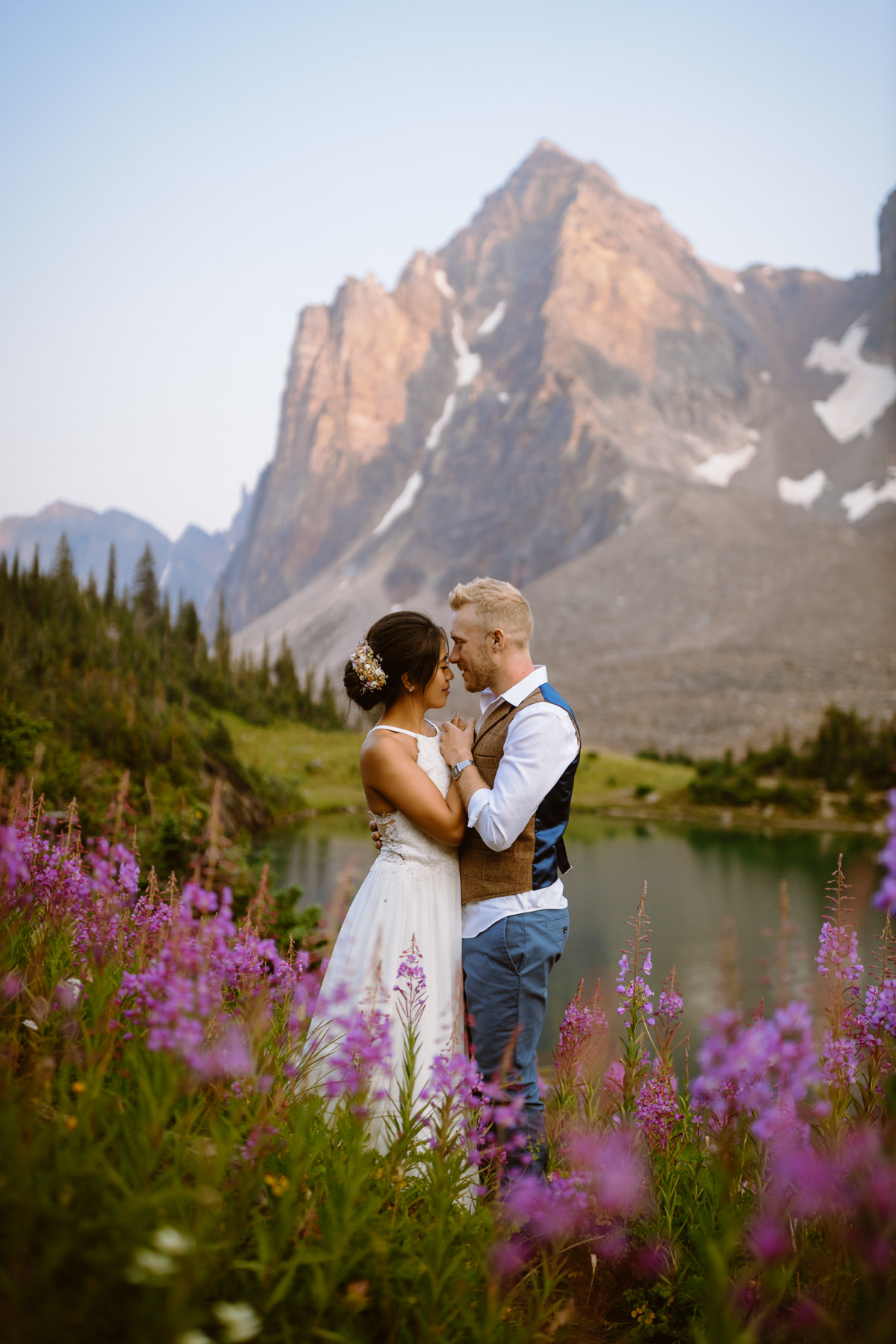 Banff wedding videographer image at a hiking elopement near Golden, British Columbia