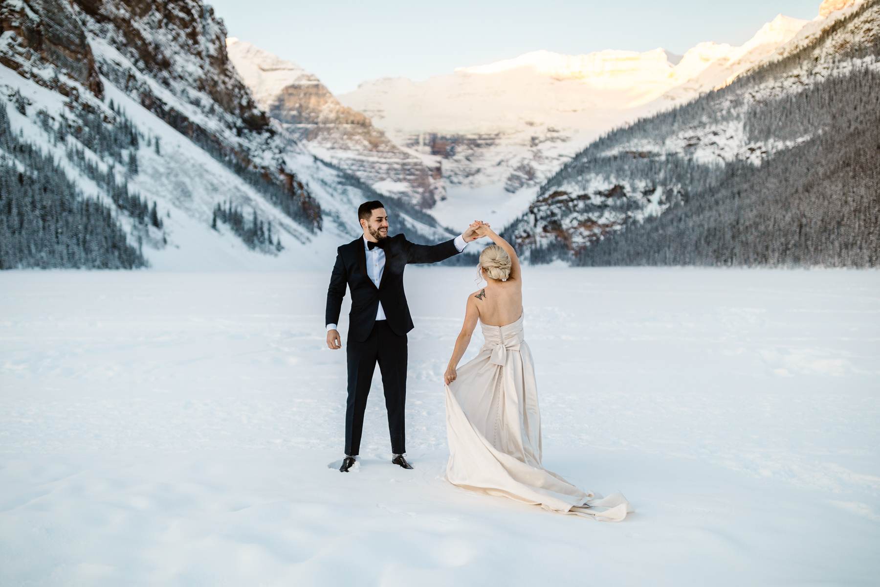 Fairmont Chateau Lake Louise Wedding Photography in Winter - Image 2