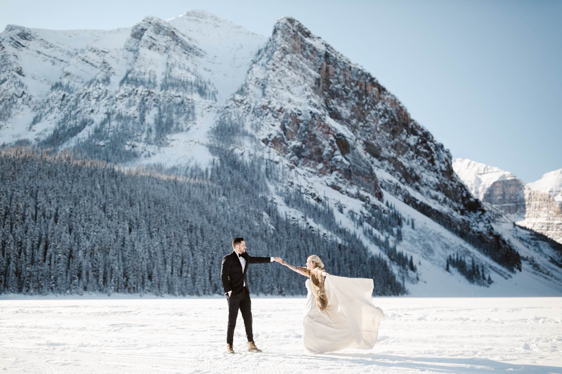 Fairmont Chateau Lake Louise Wedding Photography in Winter - Image 21