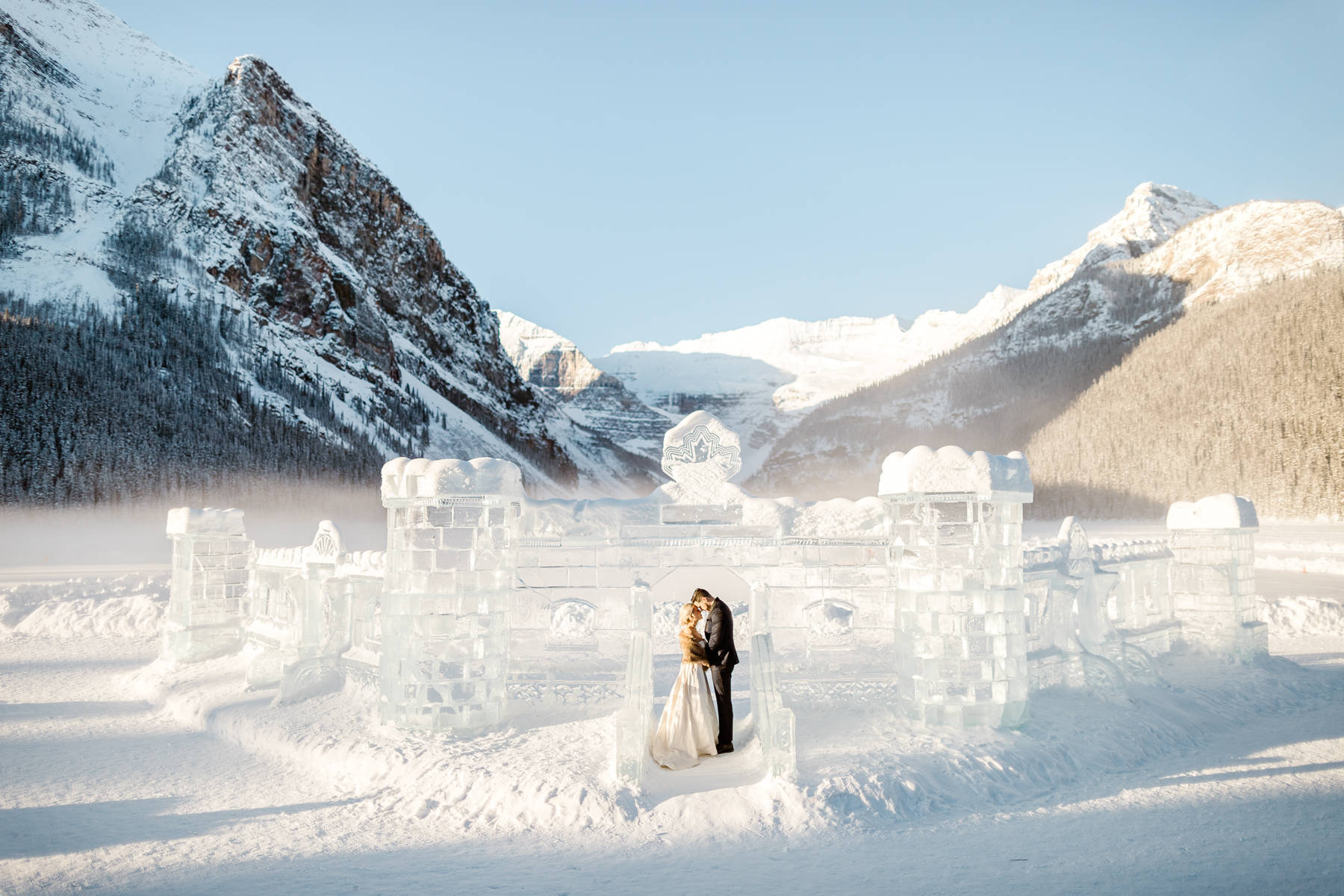 Fairmont Chateau Lake Louise Wedding Photography in Winter for Honeymoon