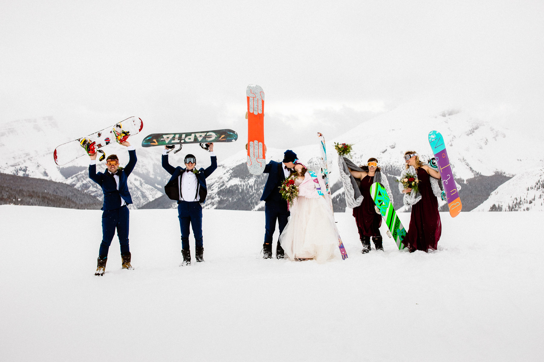 Ski Wedding Photos at Sunshine Village in Banff National Park with a Skiing Bride!