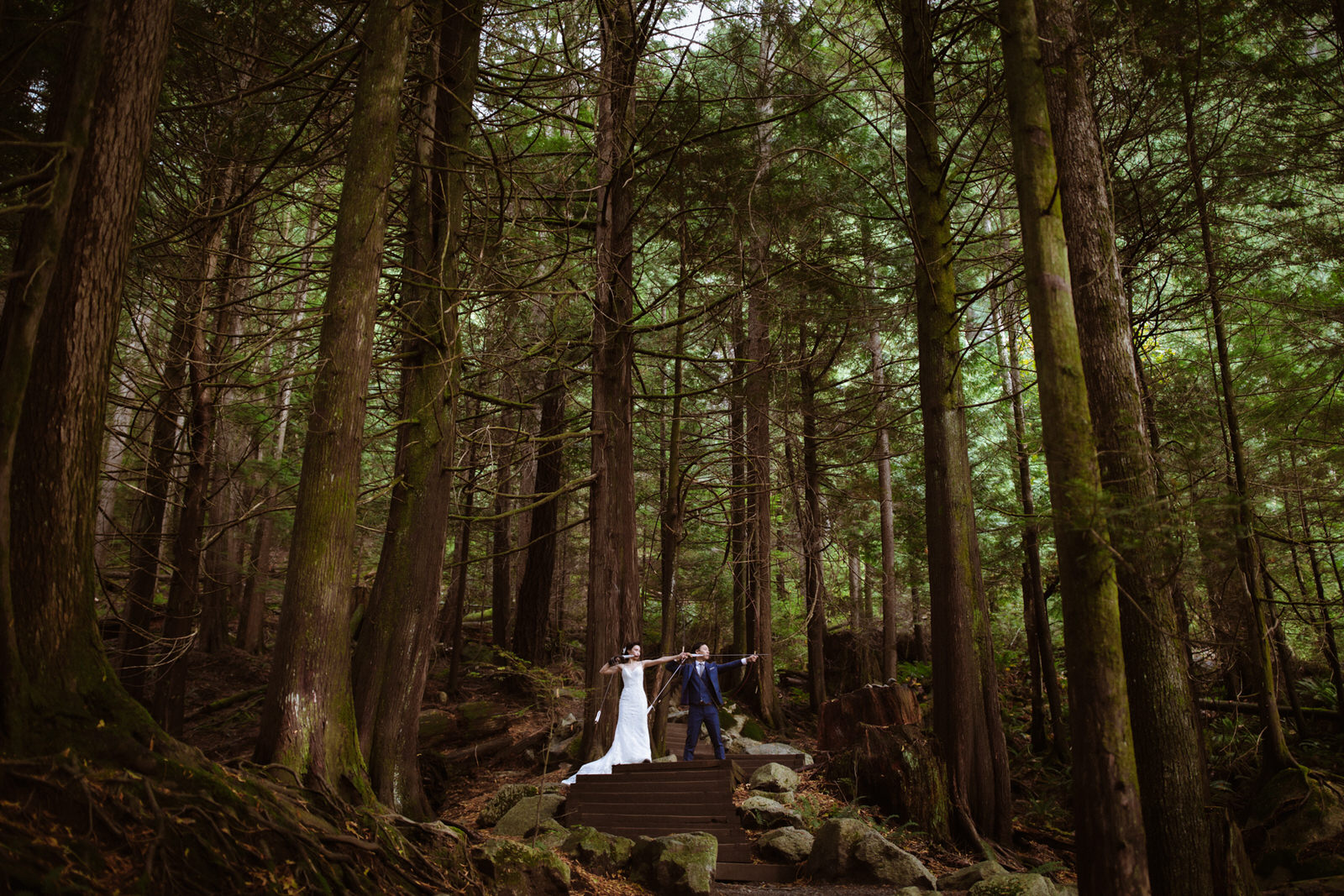 Squamish elopement photographers with Kyudo Japanese archery wedding photos